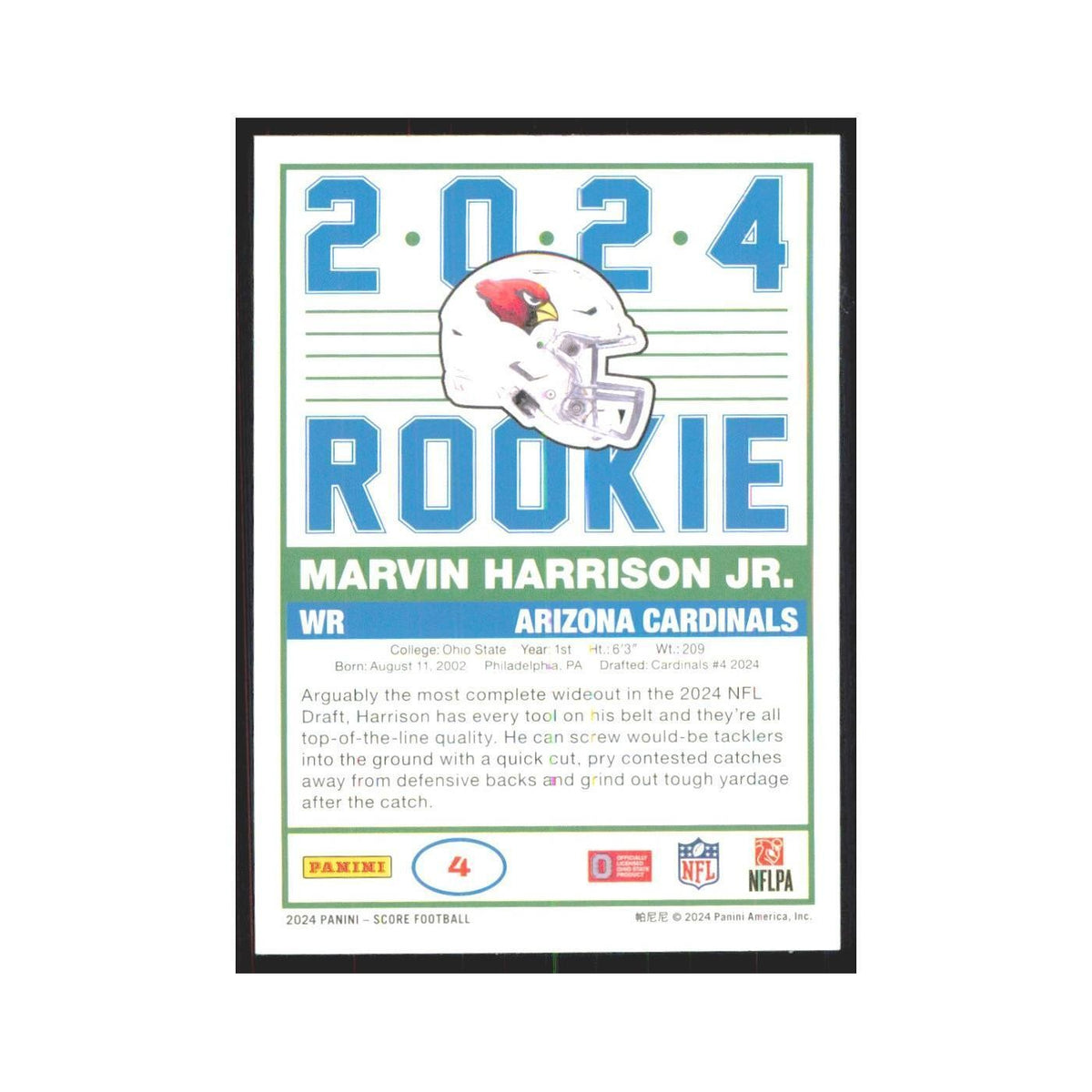 2024 Score Marvin Harrison Jr RC Cardinals #4