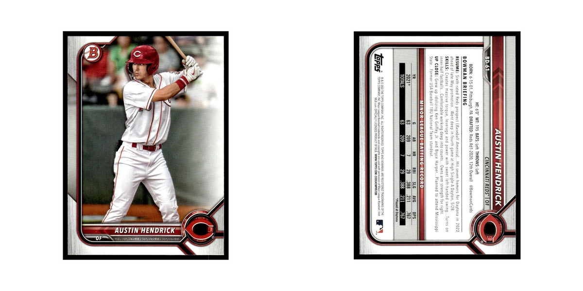 Austin Hendrick 2022 Bowman Draft #BD-61 Cincinnati Reds Baseball Card NM