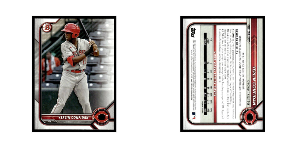 Yerlin Confidan 2022 Bowman Draft #BD-199 Cincinnati Reds Baseball Card NM
