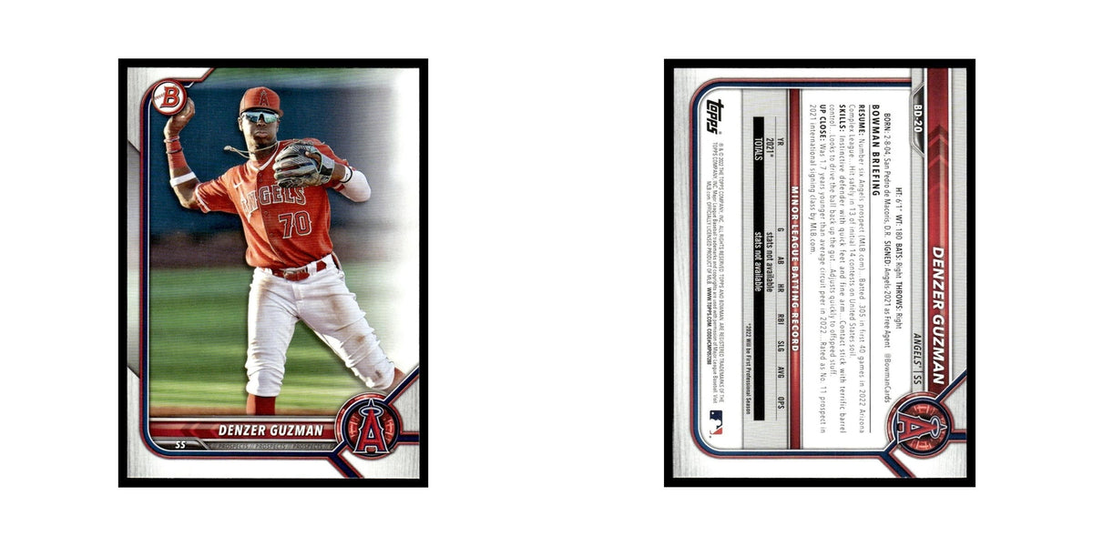 Denzer Guzman 2022 Bowman Draft #BD-20 Los Angeles Angels Baseball Card NM