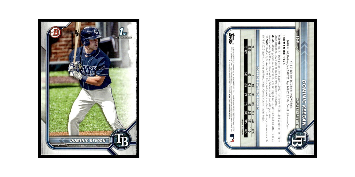 Dominic Keegan 2022 Bowman Draft #BD-9 Tampa Bay Rays Baseball Card NM