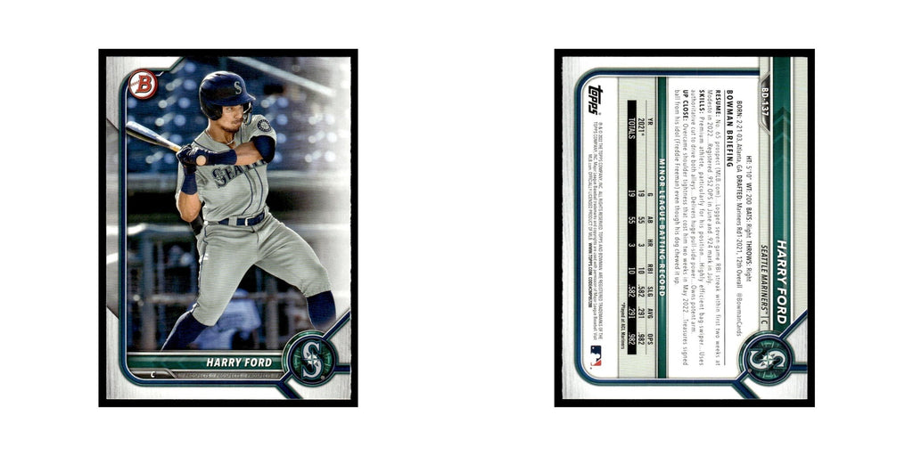 Harry Ford 2022 Bowman Draft #BD-137 Seattle Mariners Baseball Card NM