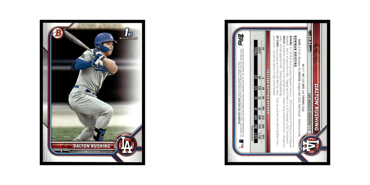 Dalton Rushing 2022 Bowman Draft #BD-84 Los Angeles Dodgers Baseball Card NM