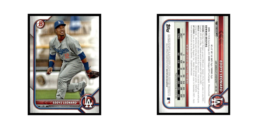 Eddys Leonard 2022 Bowman Draft #BD-150 Los Angeles Dodgers Baseball Card NM