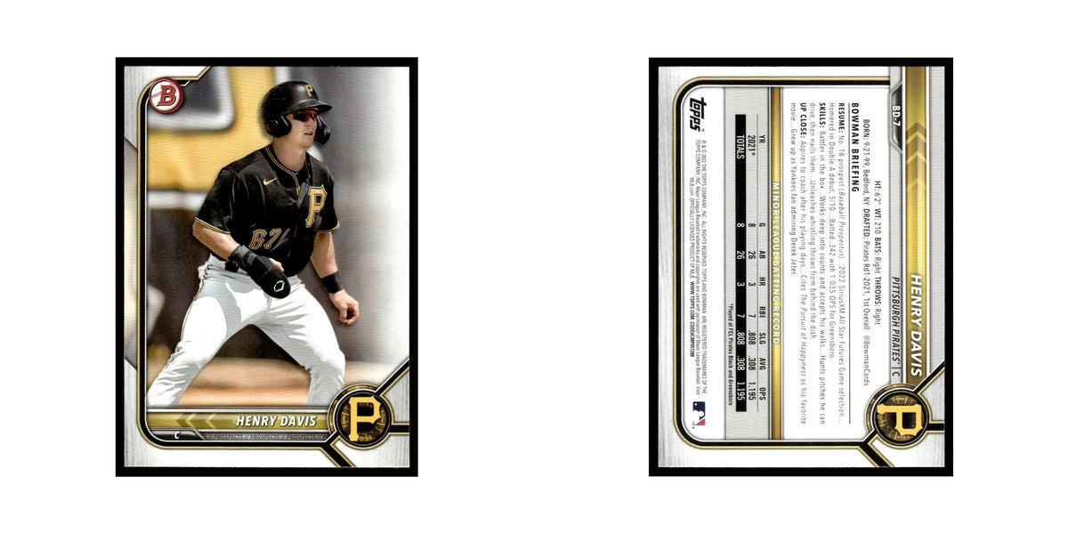 Henry Davis 2022 Bowman Draft #BD-7 Pittsburgh Pirates Baseball Card NM