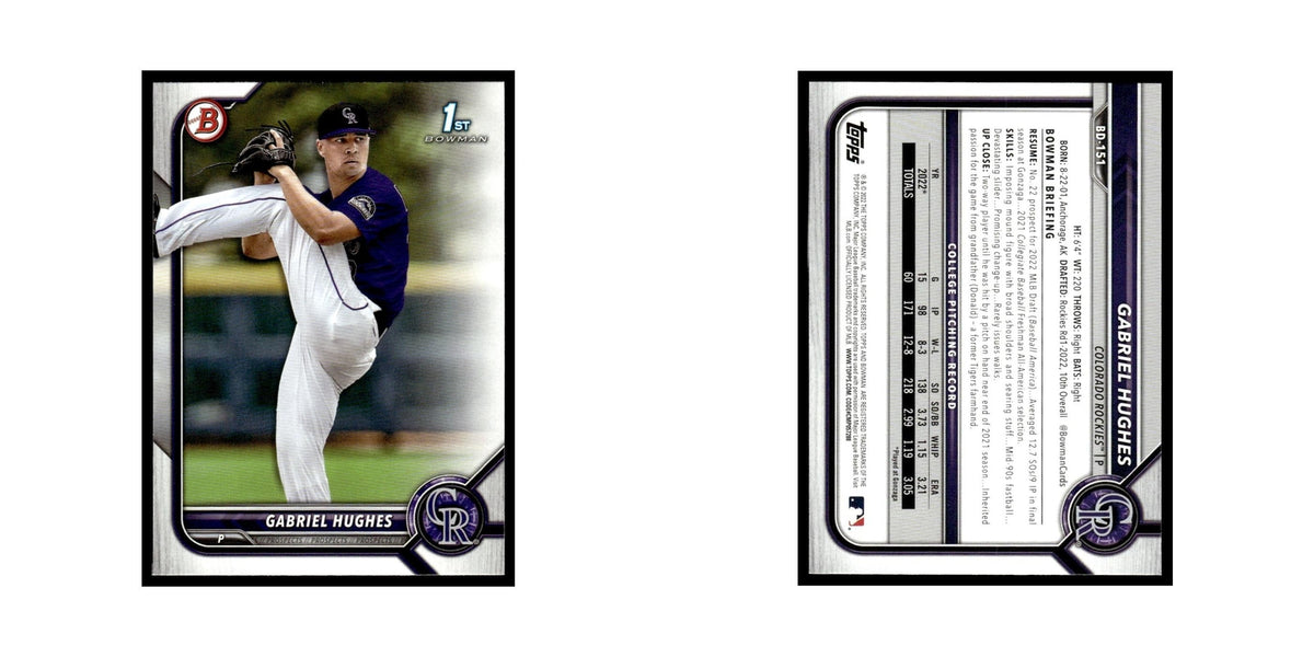 Gabriel Hughes 2022 Bowman Draft #BD-151 Colorado Rockies Baseball Card NM