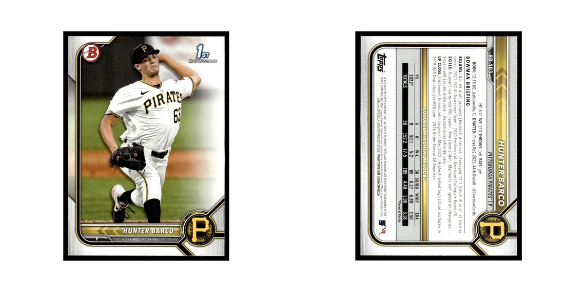 Hunter Barco 2022 Bowman Draft #BD-103 Pittsburgh Pirates Baseball Card NM
