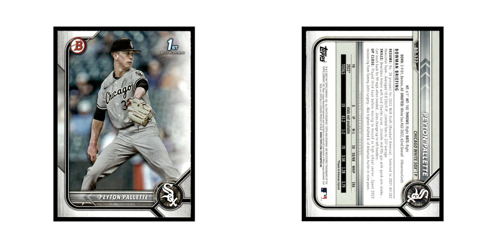 Peyton Pallette 2022 Bowman Draft #BD-177 Chicago White Sox Baseball Card NM