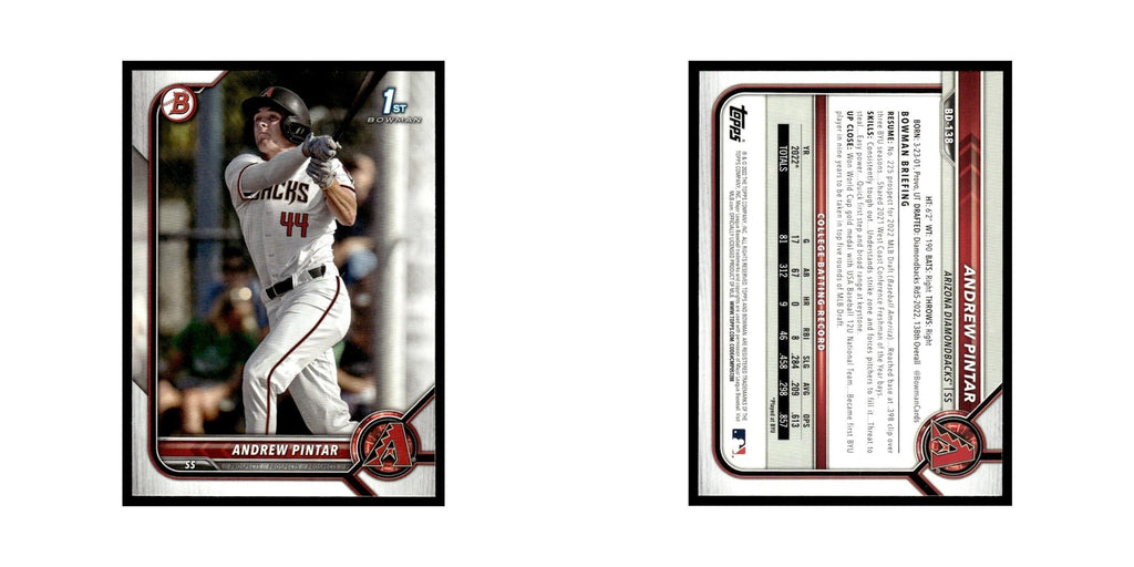 Andrew Pintar 2022 Bowman Draft #BD-138 Arizona Diamondbacks Baseball Card NM