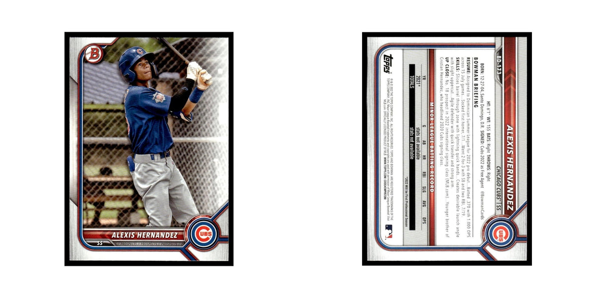 Alexis Hernandez 2022 Bowman Draft #BD-173 Chicago Cubs Baseball Card NM