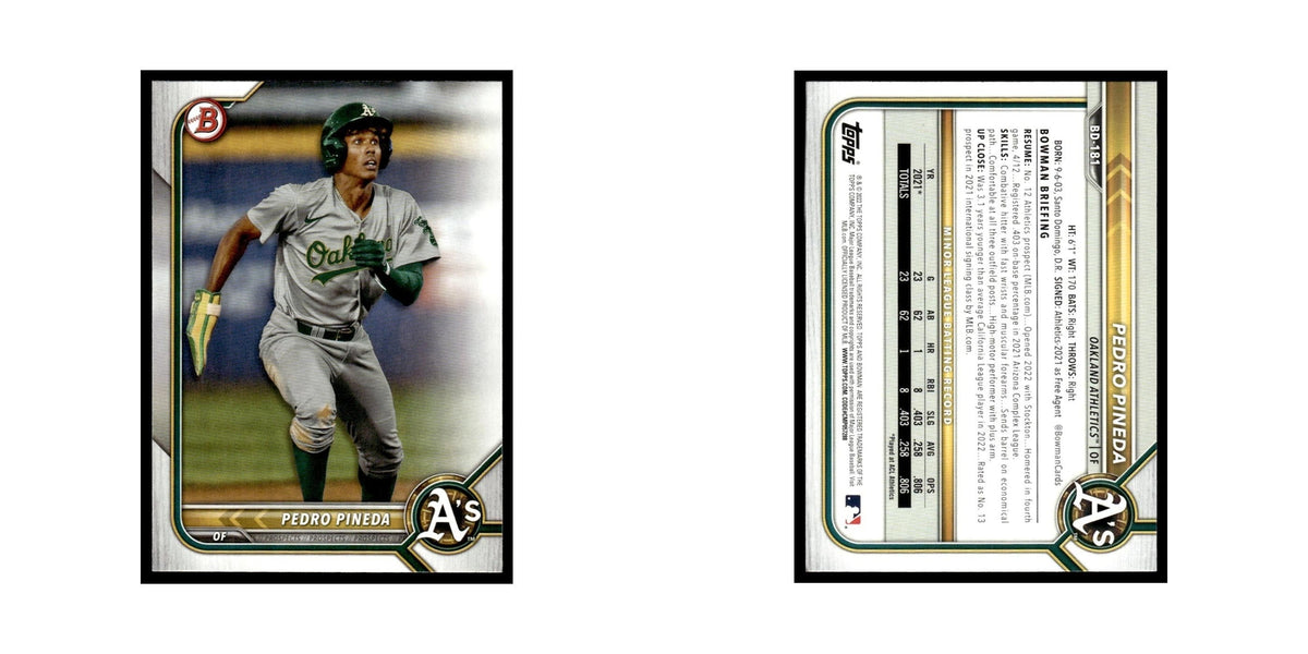 Pedro Pineda 2022 Bowman Draft #BD-181 Oakland Athletics Baseball Card NM