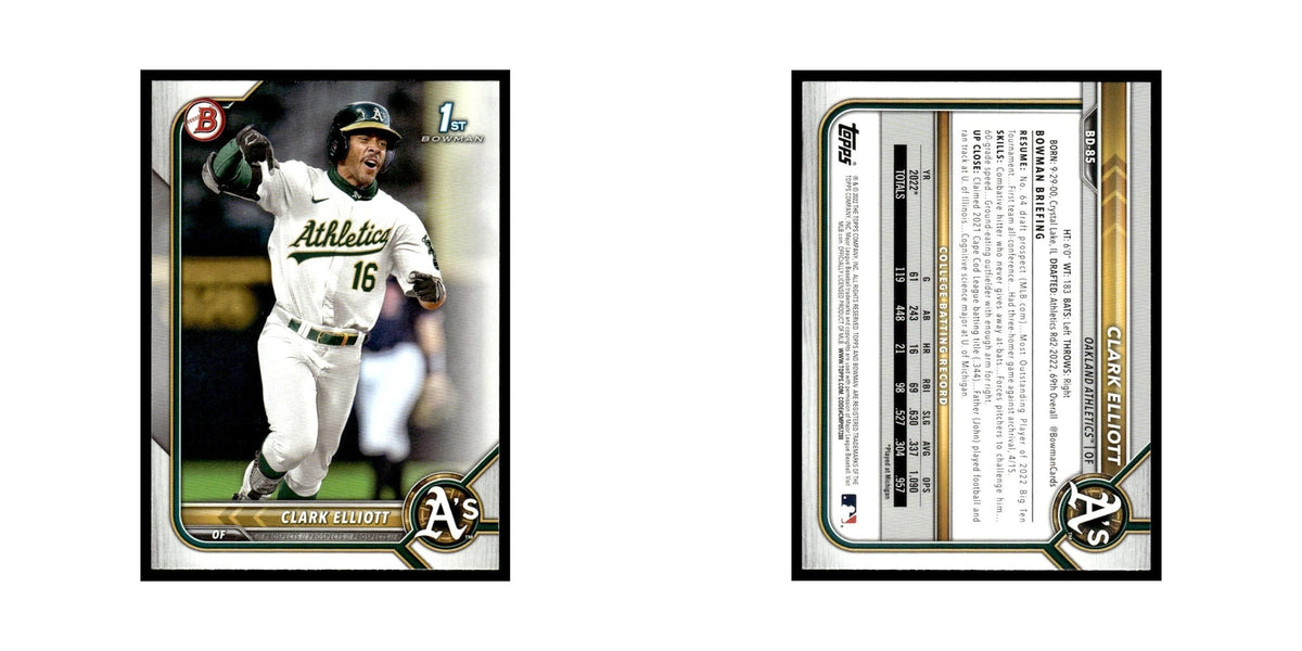 Clark Elliott 2022 Bowman Draft #BD-85 Oakland Athletics Baseball Card NM