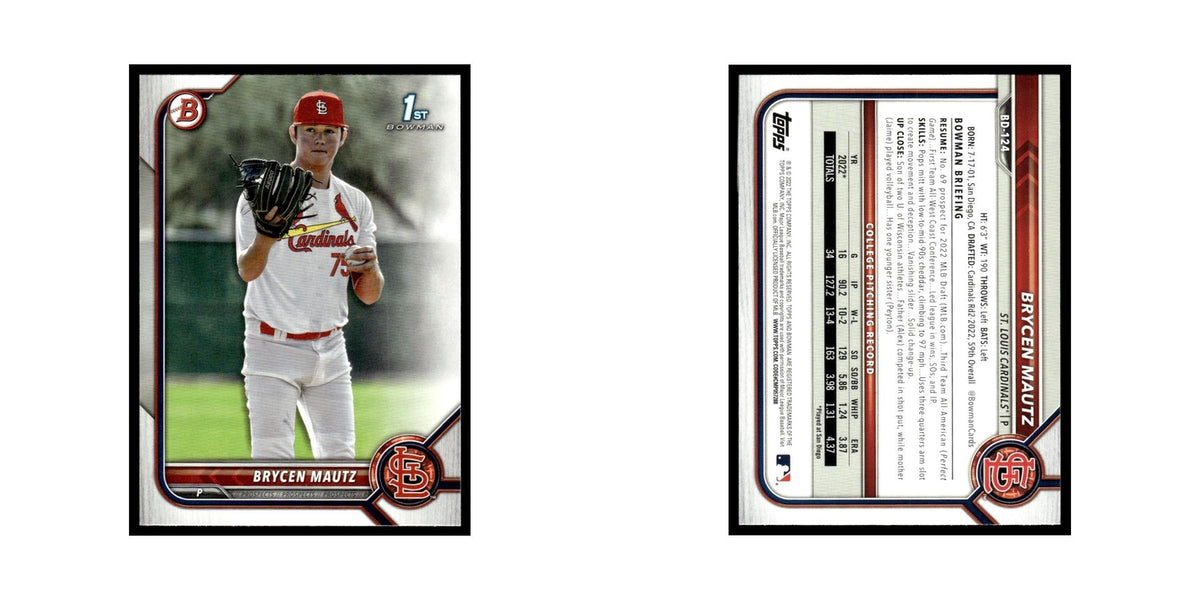 Brycen Mautz 2022 Bowman Draft #BD-124 St. Louis Cardinals Baseball Card NM