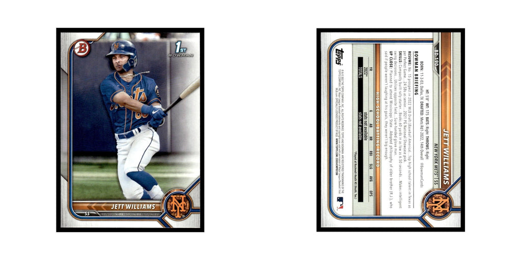 Jett Williams 2022 Bowman Draft #BD-190 New York Mets Baseball Card NM