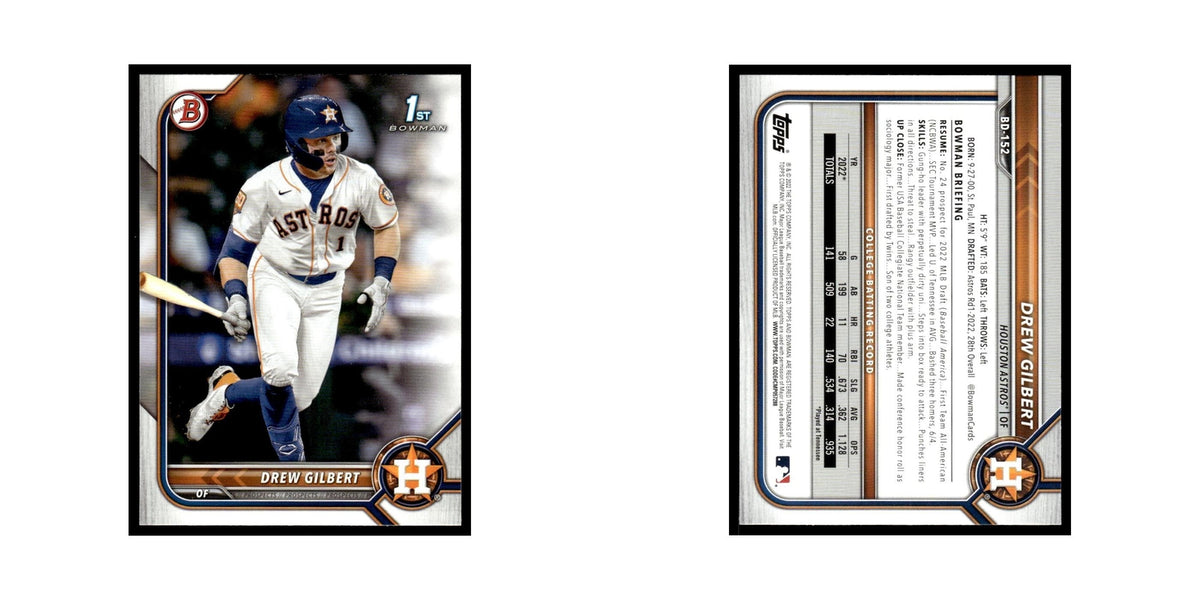 Drew Gilbert 2022 Bowman Draft #BD-152 Houston Astros Baseball Card NM