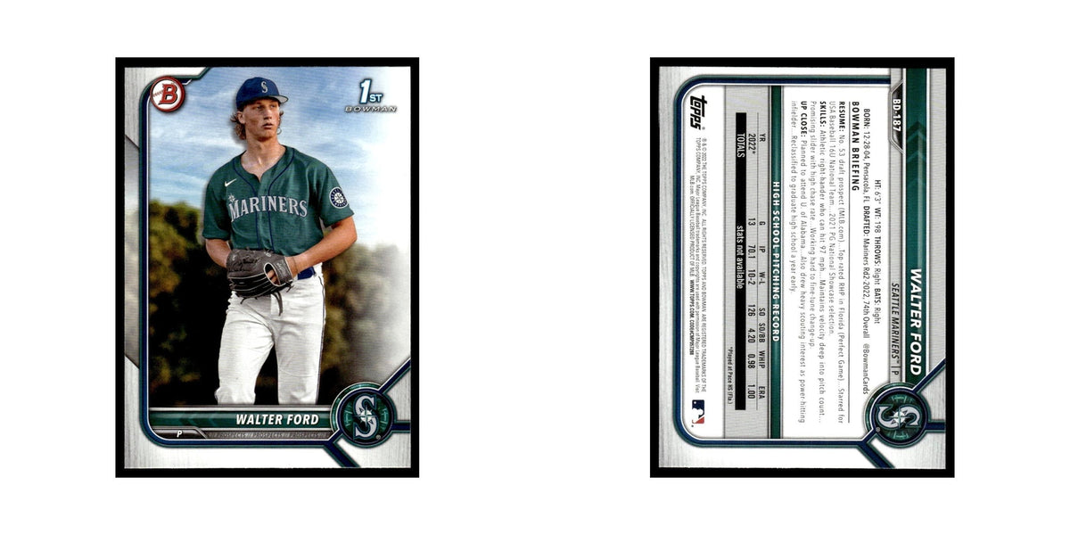 Walter Ford 2022 Bowman Draft #BD-187 Seattle Mariners Baseball Card NM