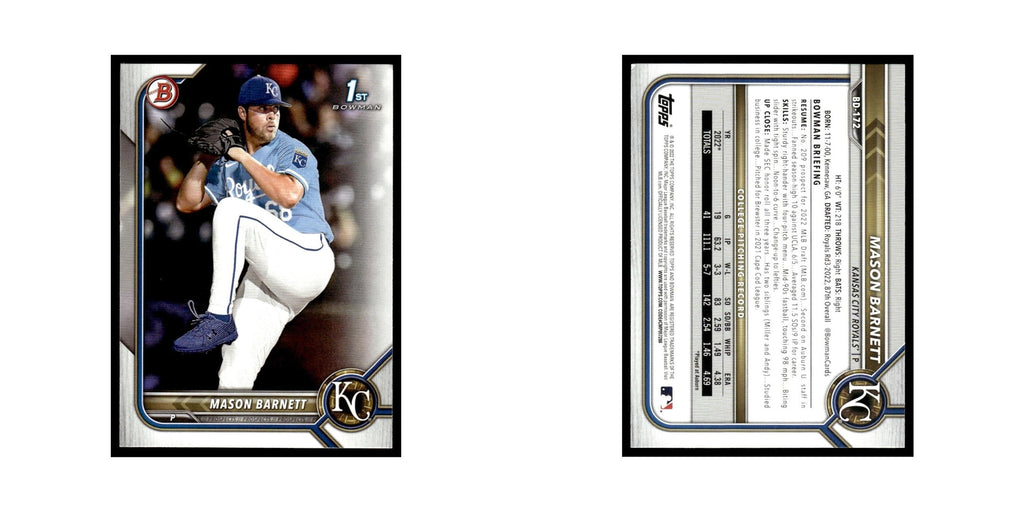 Mason Barnett 2022 Bowman Draft #BD-172 Kansas City Royals Baseball Card NM