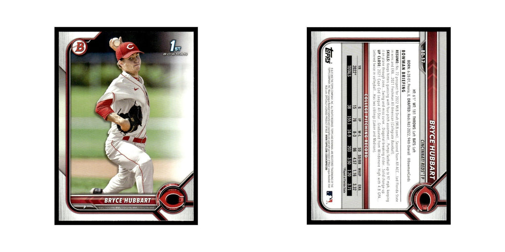 Bryce Hubbart 2022 Bowman Draft #BD-17 Cincinnati Reds Baseball Card NM