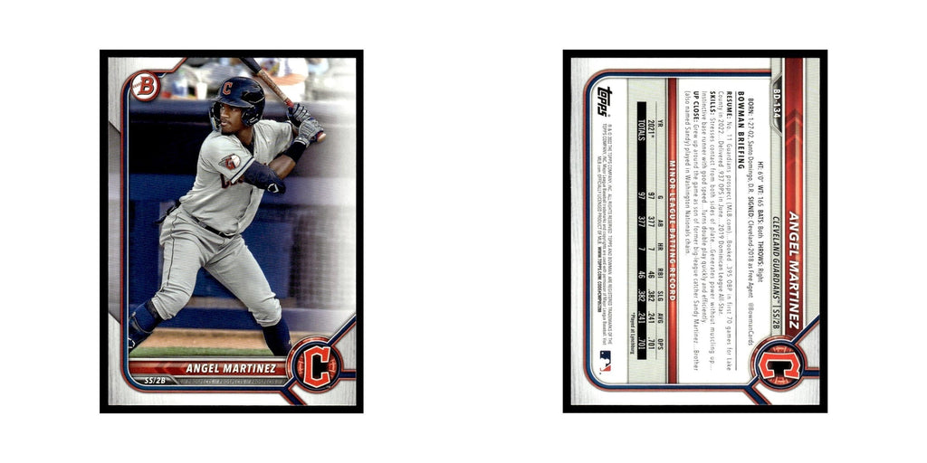 Angel Martinez 2022 Bowman Draft #BD-134 Cleveland Guardians Baseball Card NM