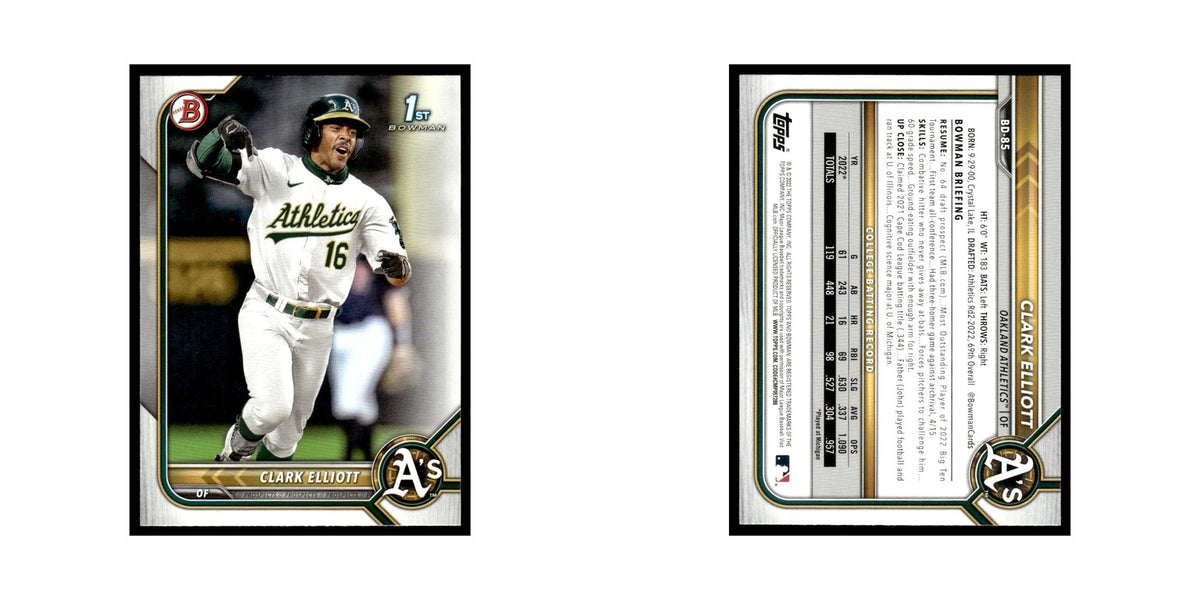 Clark Elliott 2022 Bowman Draft #BD-85 Oakland Athletics Baseball Card NM