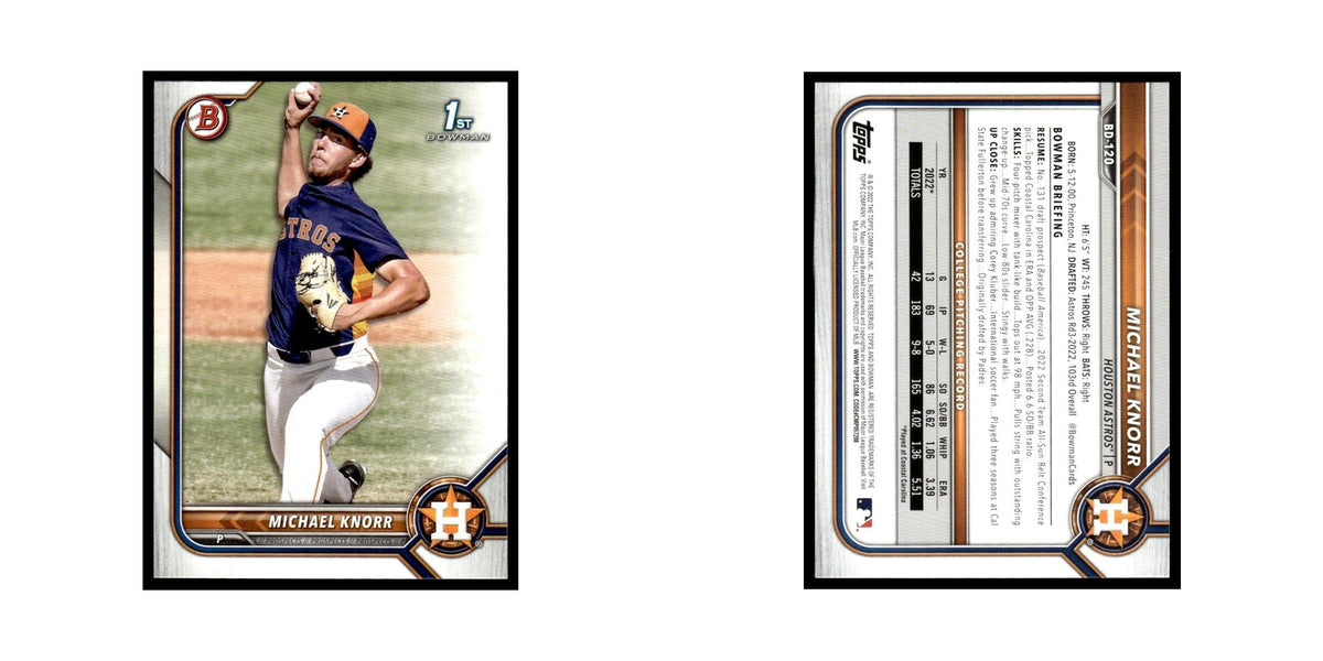 Michael Knorr 2022 Bowman Draft #BD-120 Houston Astros Baseball Card NM