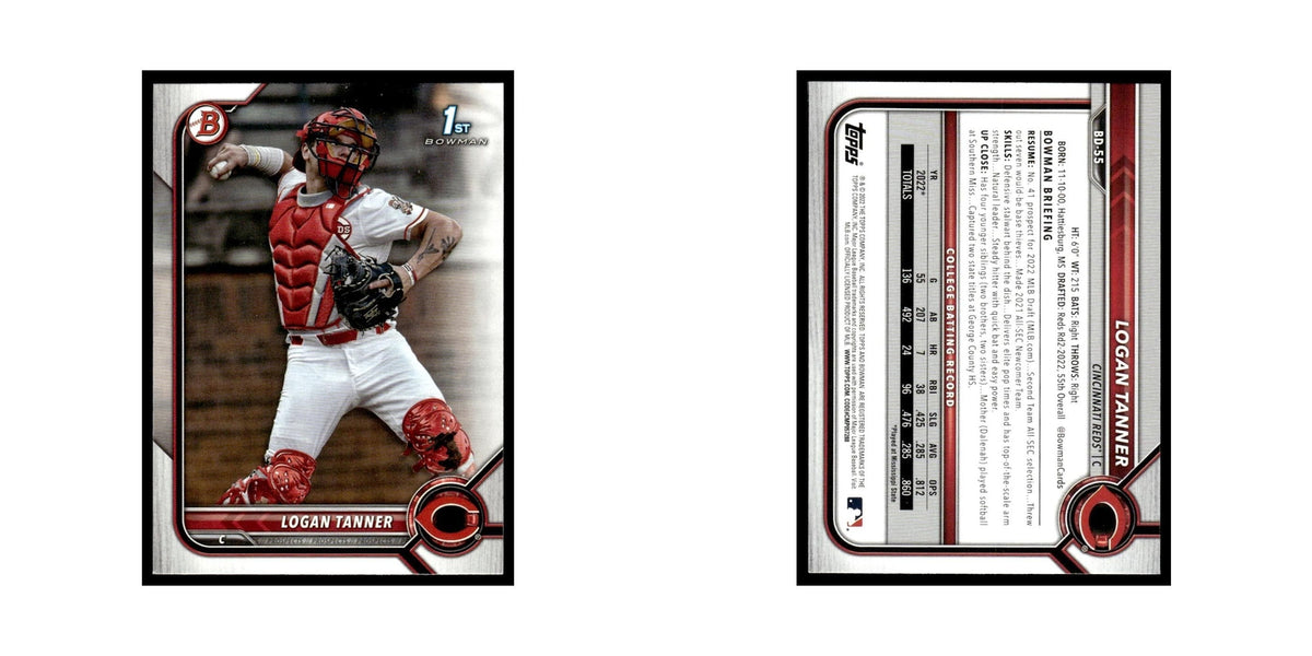 Logan Tanner 2022 Bowman Draft #BD-55 Cincinnati Reds Baseball Card NM