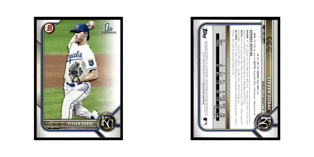 Steven Zobac 2022 Bowman Draft #BD-101 Kansas City Royals Baseball Card NM