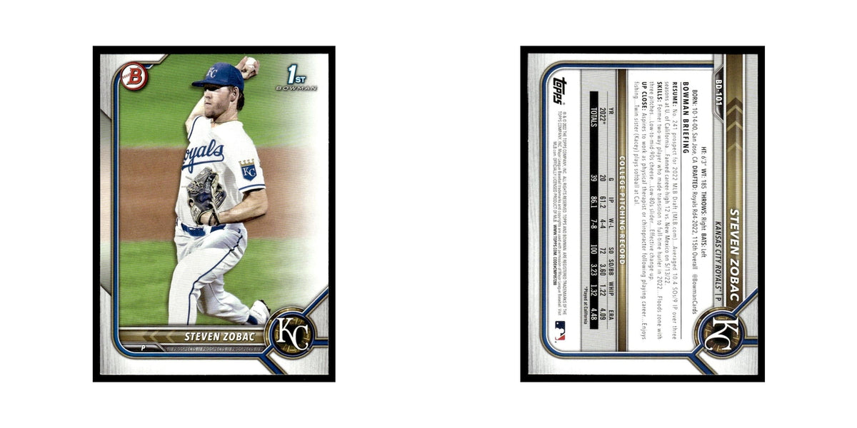Steven Zobac 2022 Bowman Draft #BD-101 Kansas City Royals Baseball Card NM