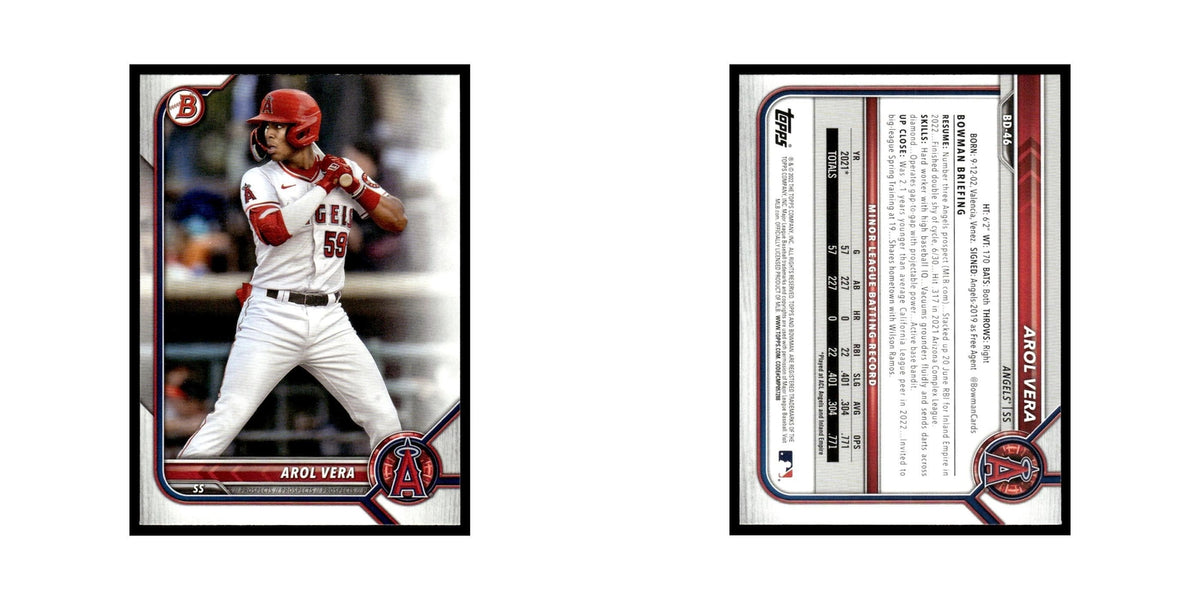 Arol Vera 2022 Bowman Draft #BD-46 Los Angeles Angels Baseball Card NM
