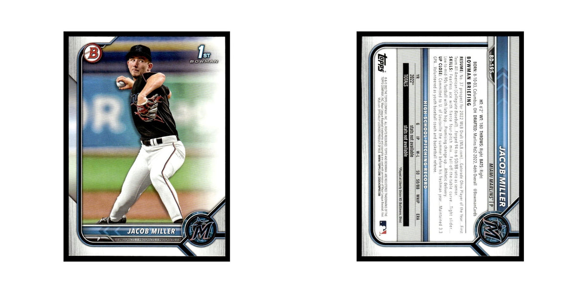 Jacob Miller 2022 Bowman Draft #BD-195 Miami Marlins Baseball Card NM