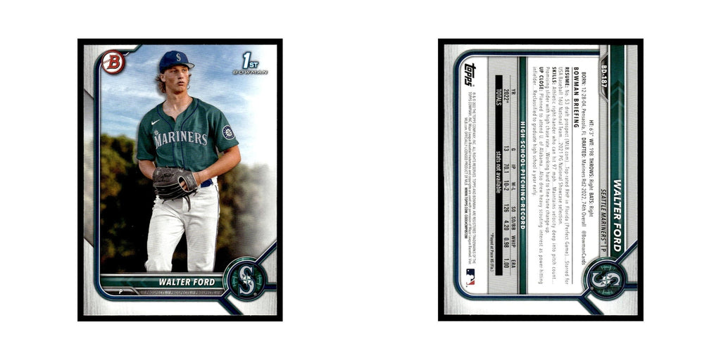 Walter Ford 2022 Bowman Draft #BD-187 Seattle Mariners Baseball Card NM