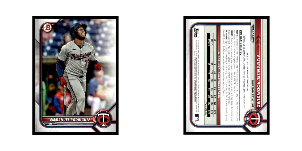 Emmanuel Rodriguez 2022 Bowman Draft #BD-93 Minnesota Twins Baseball Card NM