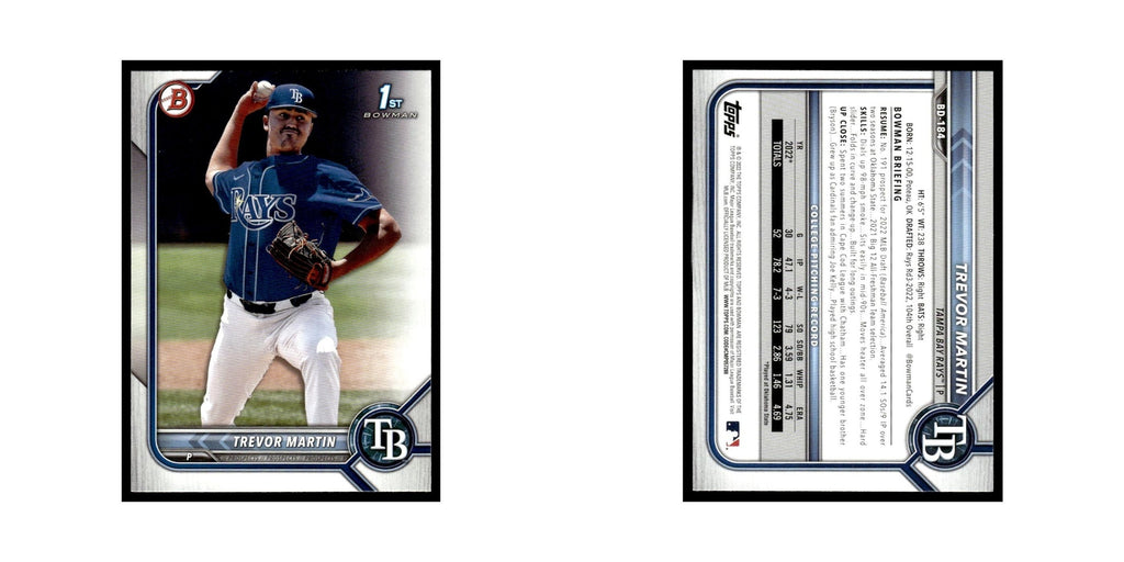 Trevor Martin 2022 Bowman Draft #BD-184 Tampa Bay Rays Baseball Card NM