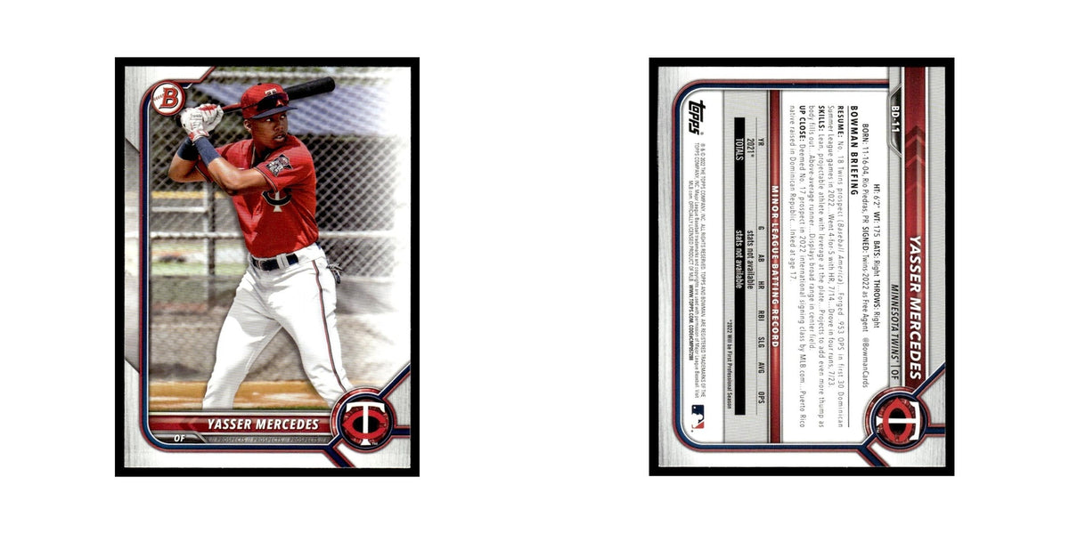 Yasser Mercedes 2022 Bowman Draft #BD-11 Minnesota Twins Baseball Card NM