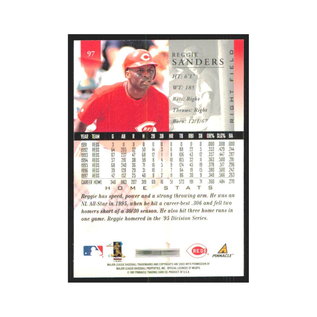 1998 Pinnacle Reggie Sanders Reds #97