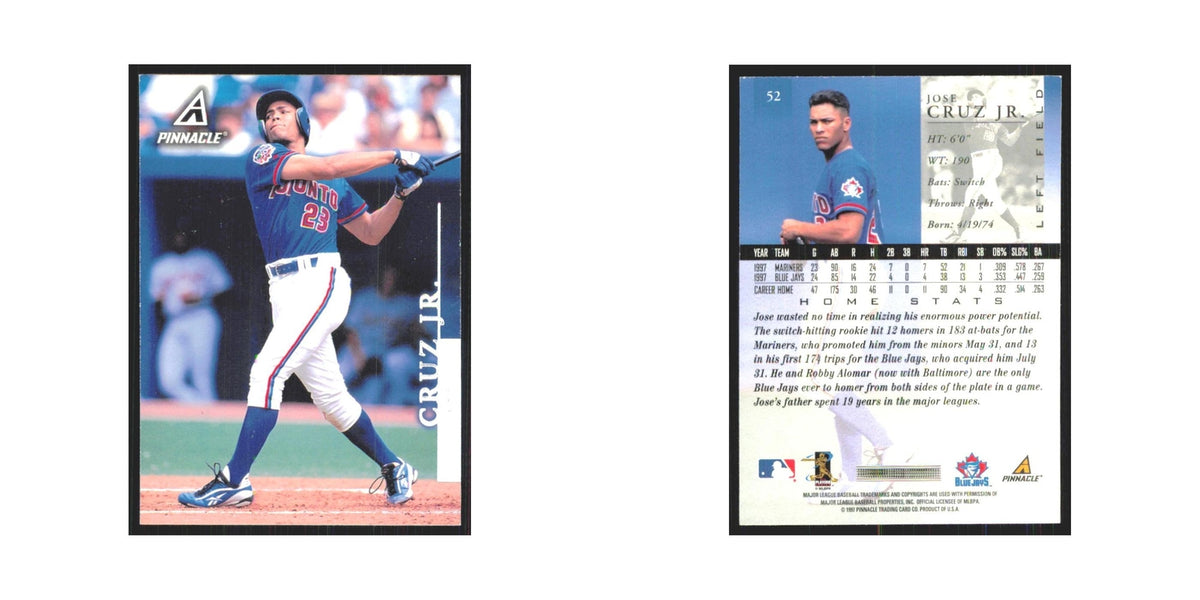 1998 Pinnacle Jose Cruz Jr. Blue Jays #52
