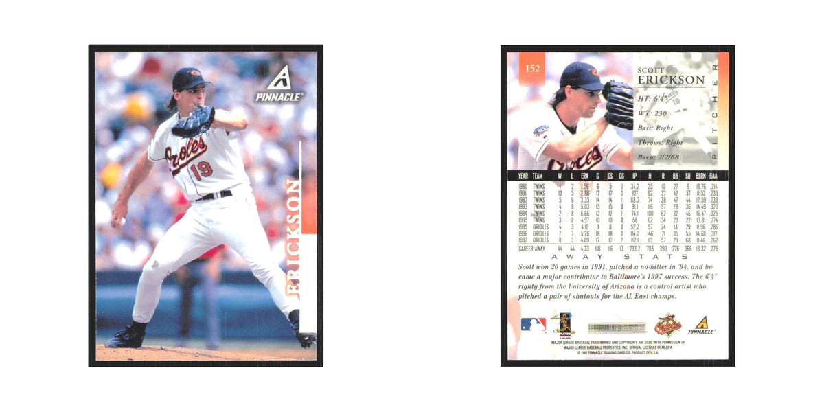 1998 Pinnacle Scott Erickson Orioles #152