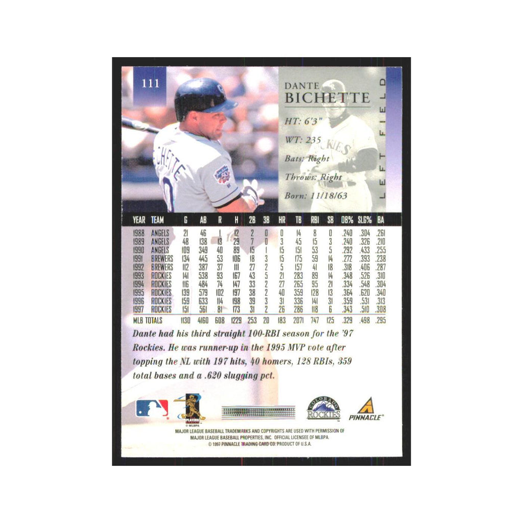 1998 Pinnacle Dante Bichette Rockies #111