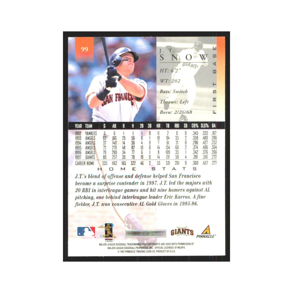 1998 Pinnacle J.T. Snow Giants #99