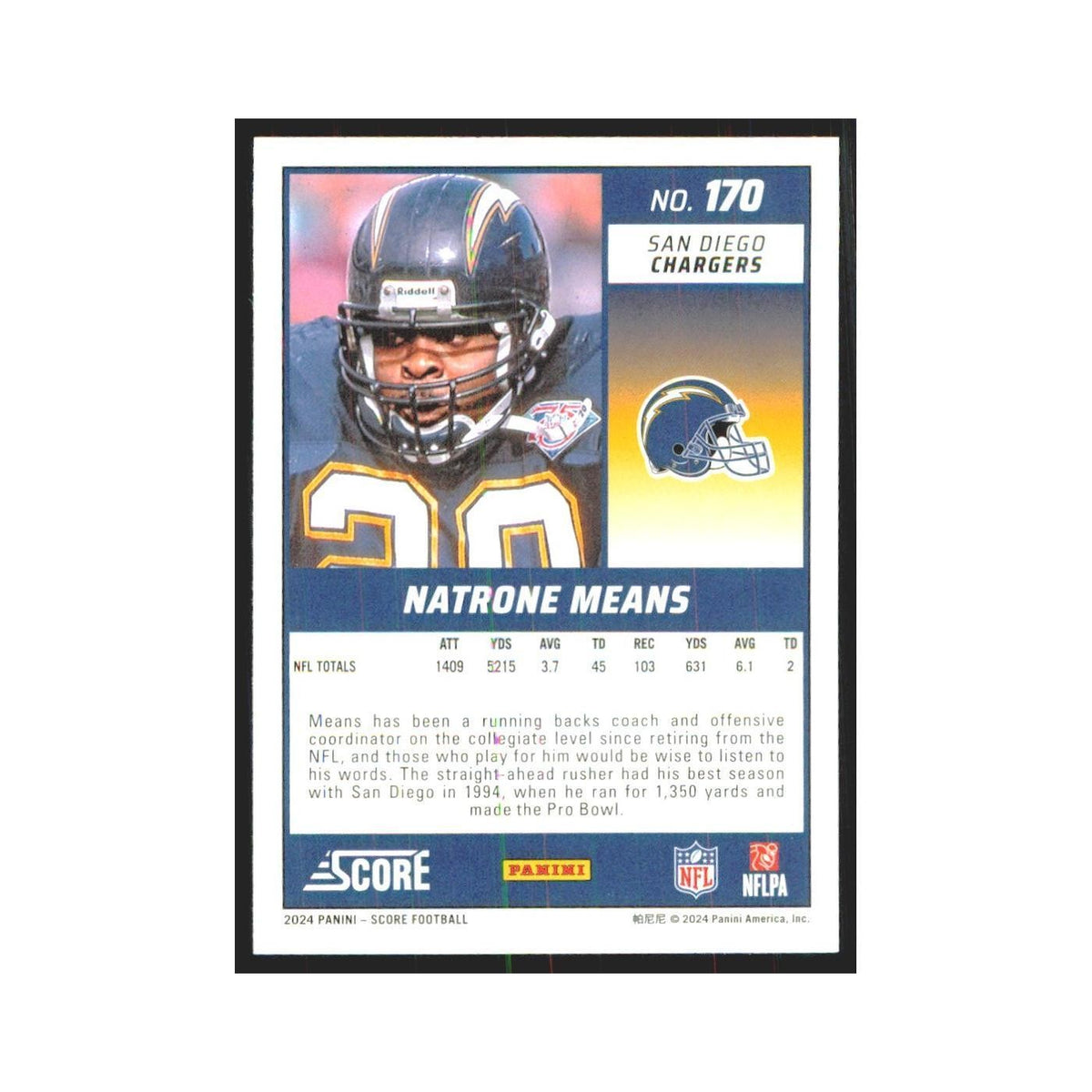 2024 Score Natrone Means San Diego Chargers #170