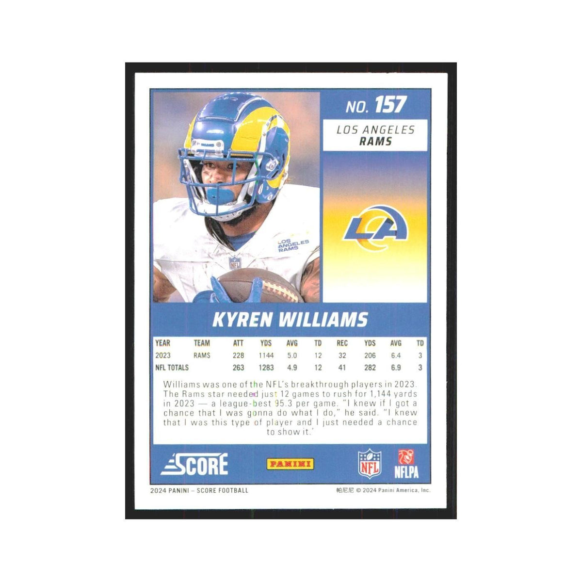 2024 Score Kyren Williams Rams #157