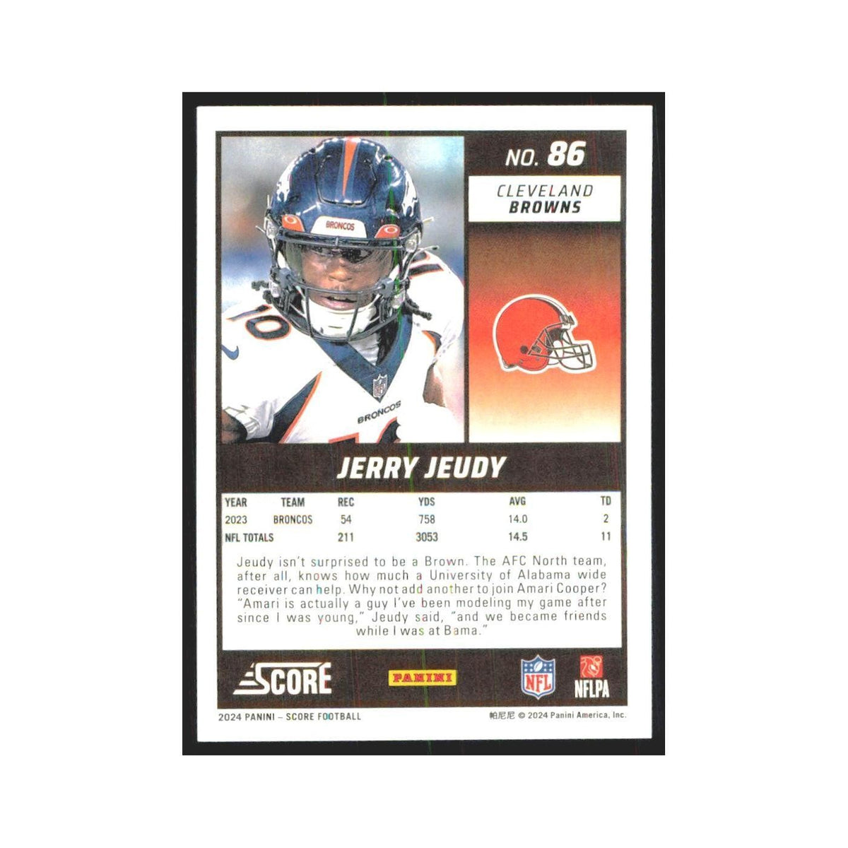 2024 Score Jerry Jeudy Browns #86