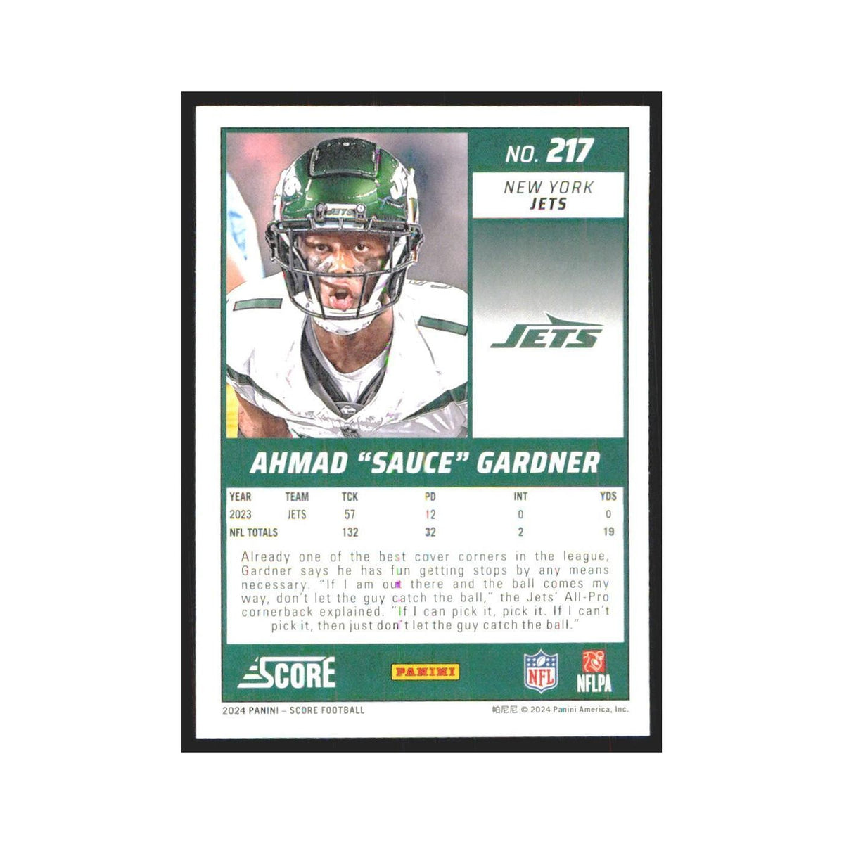 2024 Score Ahmad Sauce Gardner Jets #217