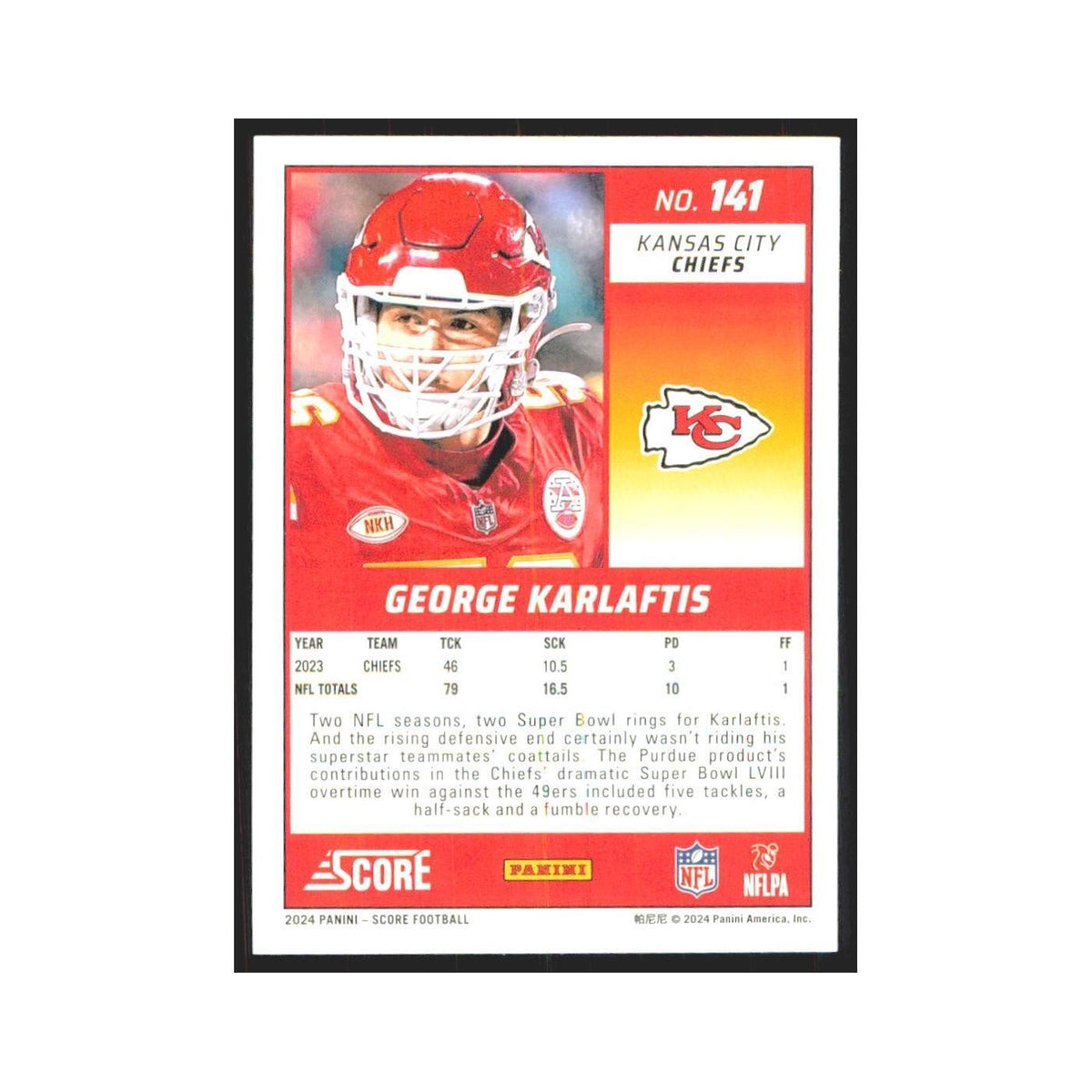2024 Score George Karlaftis Chiefs #141