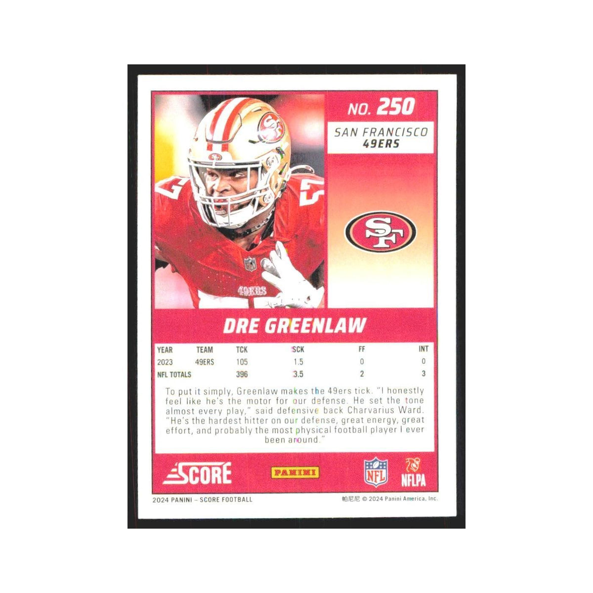 2024 Score Dre Greenlaw 49ers #250