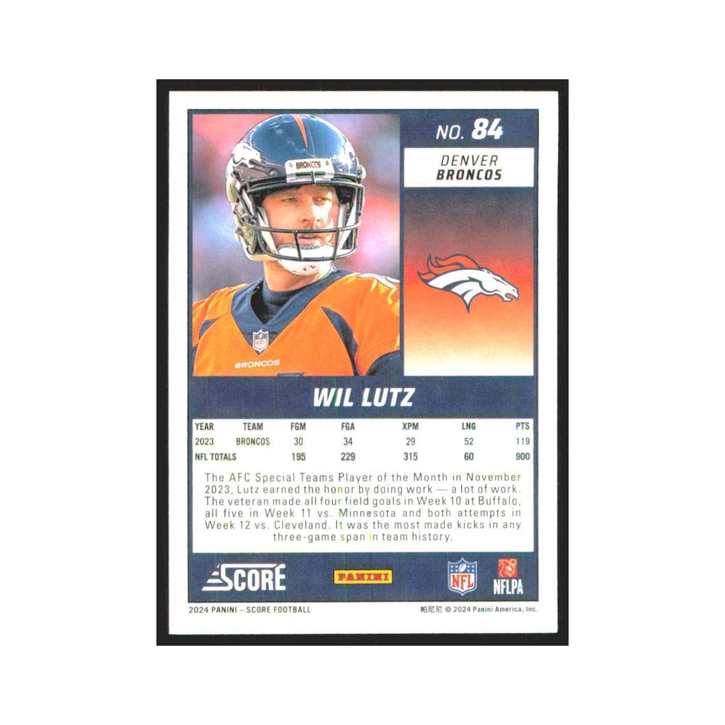 2024 Score Wil Lutz Broncos #84