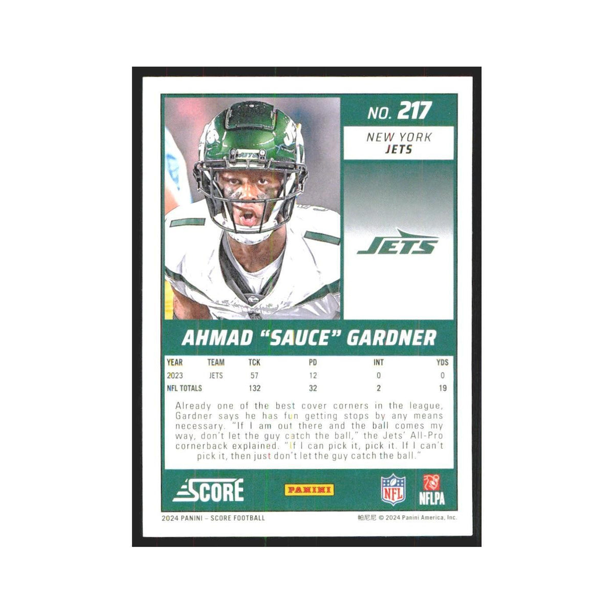 2024 Score Ahmad Sauce Gardner Jets #217