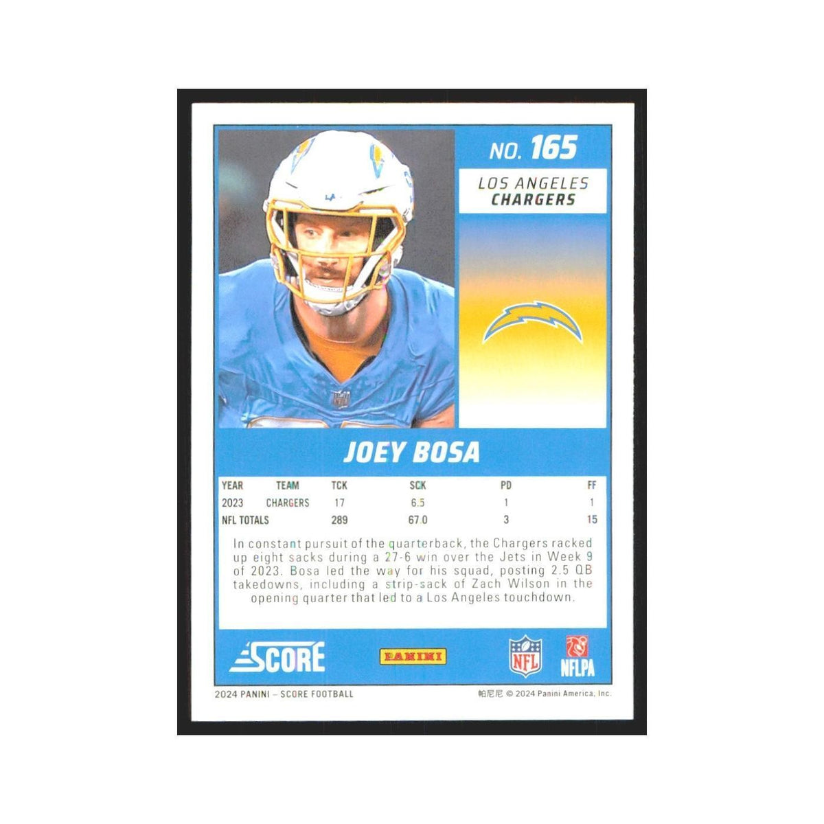2024 Score Joey Bosa Chargers #165