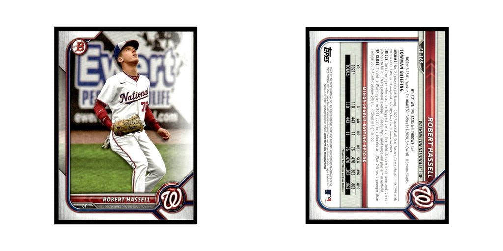 Robert Hassell 2022 Bowman Draft #BD-169 Washington Nationals Baseball Card NM