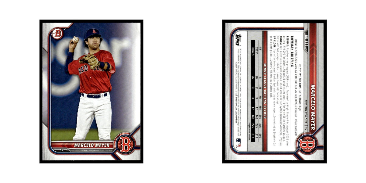Marcelo Mayer 2022 Bowman Draft #BD-123 Boston Red Sox Baseball Card NM